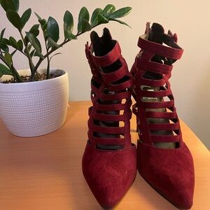 Women's Burgundy Strappy Heels